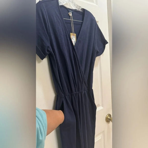 Joules Antonia cotton short sleeve v neck pant  jumpsuit Navy Size 2 NWT - Picture 2 of 12